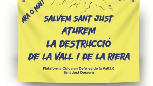 La plataforma vol que per la Festa Major els balcons llueixin un domàs reivindicatiu com aquest. Es pot demanar a l’adreça salvemlavallsjust@gmail.com