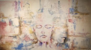 Dona o ets. 180x100cm tècnica mixta sobre tela